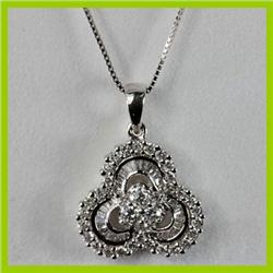 Genuine 0.85 ctw Clubs Diamond Pendant 18kt Gold-White
