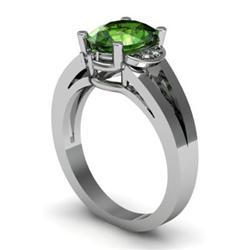 Genuine 1.26 ctw Green  Tourmaline & Diamond Ring White or Yellow Gold 14kt 5.30g