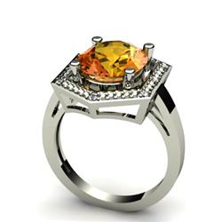 Genuine 4.28 ctw Citrine & Diamond Ring White or Yellow Gold 10kt 4.3g