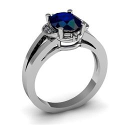 Genuine 1.61 ctw Sapphire & Diamond Ring White or Yellow Gold 10kt 5.30g