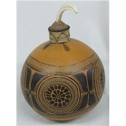 African Gourd With Bone And Woven Stopper