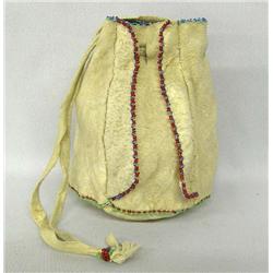 Native American Sioux Doe Skin Beaded Rounded Medicine Bag