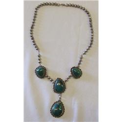 Native American Navajo Silver and Turquoise Necklace