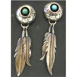 Native American Navajo Sterling Feather Earrings