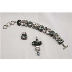 High Fashion Silver Bracelet, Pendant and Slide