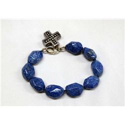 High Fashion Lapis and Silver Cross Bracelet