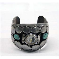 Native American Navajo Silver Watch Bracelet
