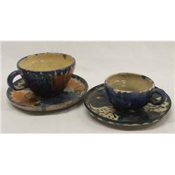 Vintage Mexican Pottery Cups and Saucers
