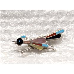 Native American Zuni Roadrunner Pin by Tsethlakai