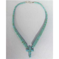 Native American Navajo Turquoise Cross Necklace