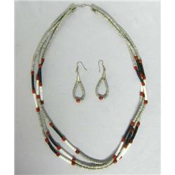Native American Santo Domingo Necklace & Earrings