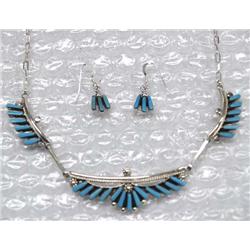 Native American Zuni Necklace & Earrings by Hattie