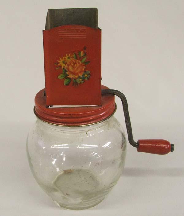 Antique Tin and Glass Kitchen Nut Grinder