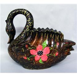 Carved Wooden Swan Hand Painted by Kills Thunder
