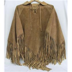 Western Suede Fringed Poncho