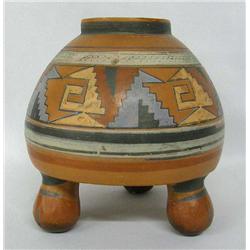 Three Legged Mexican Polychrome Pot