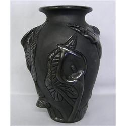 Black Sculptural Lily Vase