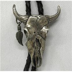 Western Cowboy Sterling Silver Skull Bolo