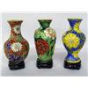 Image 1 : Three Chinese Cloisonne Bud Vases on Stands