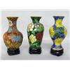 Image 2 : Three Chinese Cloisonne Bud Vases on Stands