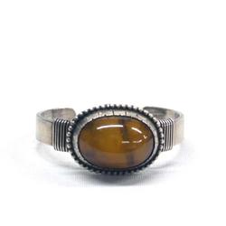 Southwestern Silver Amber Bracelet by Vernon +