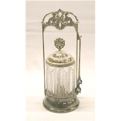 Antique Pressed Glass Silverplate Pickle Castor