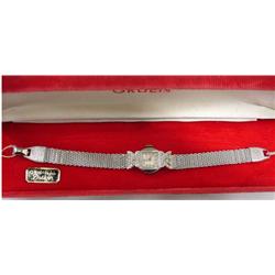 Ladies Gruen Silver Mesh Band Watch