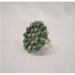 Native American Vintage Zuni Turquoise Petit Point Ring