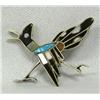 Image 1 : Native American Vintage Zuni Inlay Roadrunner Pin