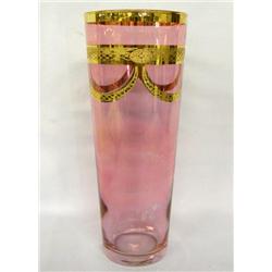 Gilded Cranberry Glass Vase