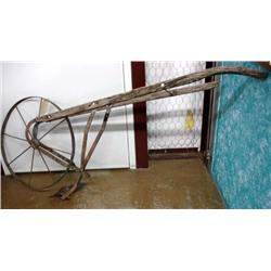 Antique Wood Metal Push Plow MUST BE PICKED UP