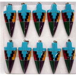 Southwestern Channel lnlay Arrowhead Pendants