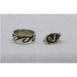Native American Hopi Sterling Ring and Ear Cuff