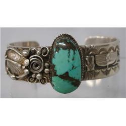 Native American Navajo Silver Turquoise Bracelet