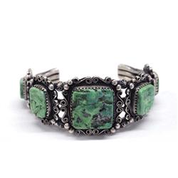 Native American Navajo Silver Repousse' Bracelet