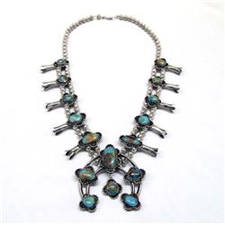 Native American Navajo Squash Blossom Necklace
