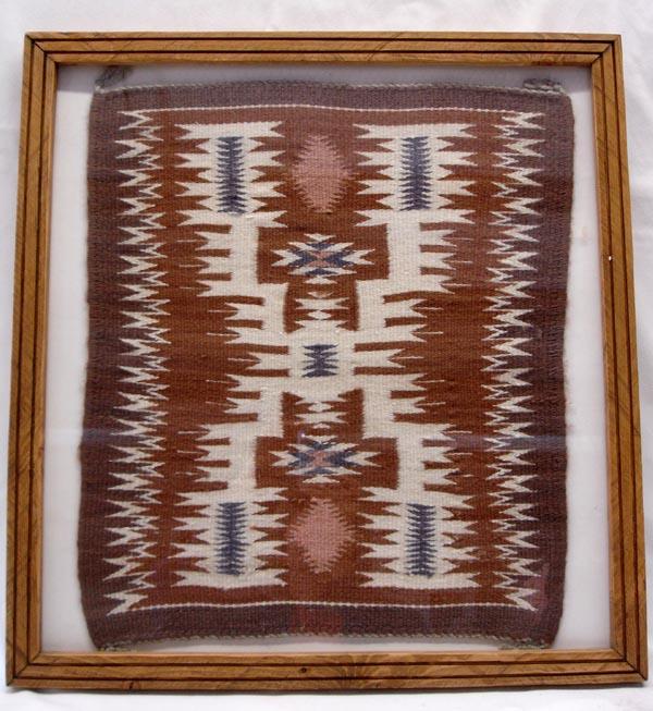 Native American Navajo Rug in Frame by D Yazzie