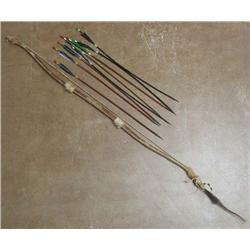 Native American Sinew Backed Bow & 8 Arrows