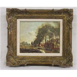 Gold Gilded Framed Pastoral Transfer On Canvas