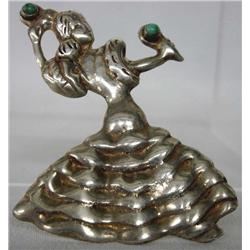 Mexican Taxco Silver Female Flamenco Dancer Pin
