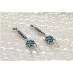 Native American Zuni Petit Point Turquoise Earrings