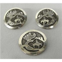 Native American Navajo/Zuni Silver Earrings & Pin