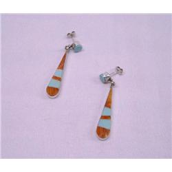 Native American Zuni Silver Inlay earrings