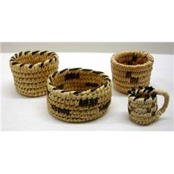 4 Miniature Native American Papago Baskets