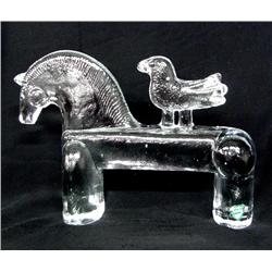 Orrefors Swedish Glass Horse with Bird