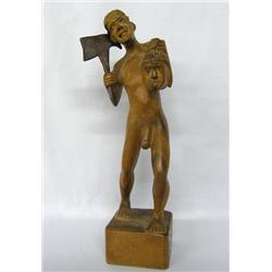 Wooden Carving of Man with Severed Head
