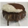 Image 1 : Vintage Western Cowhide Foot Stool with Horn Legs