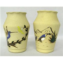 Pair of Mexican Pottery Vases Hallmarked R.R.