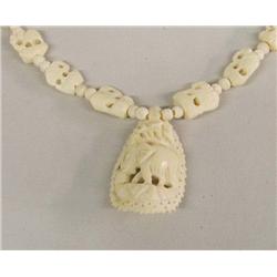 Estate Carved Ivory Elephant Necklace