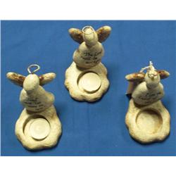 Lot- 3 Stone Angel Candle Holders w/ Sayings